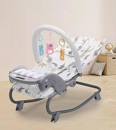 Детские электрокары: Детский шезлонг, Новый, Качалка, Другой материал, цвет - Серый — 1