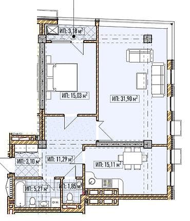 2х: 2 комнаты, 86 м², Элитка, 7 этаж, Готовая ПСО (под самоотделку) — 5