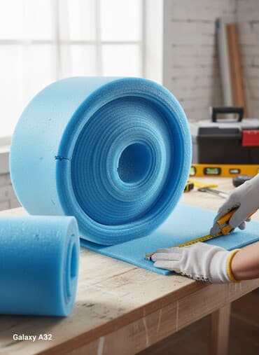 Рулон голубого вспененного полиэтилена, подходит для использования в