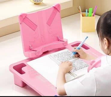 удобный компьютерный стол: Детский многофункциональный стол для чтения розового цвета, оснащенный — 1