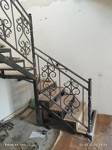 рейки на стену: Готовые перила, Материал: Металл, Для лестницы — 6