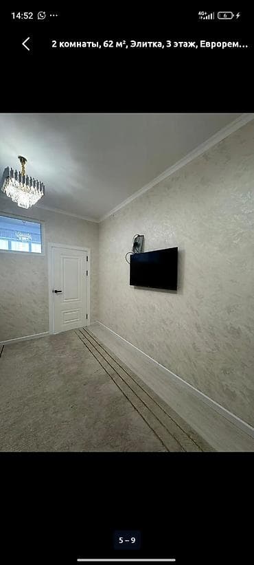 1 комнатная жал: 2 комнаты, 62 м², Элитка, 3 этаж, Евроремонт — 6