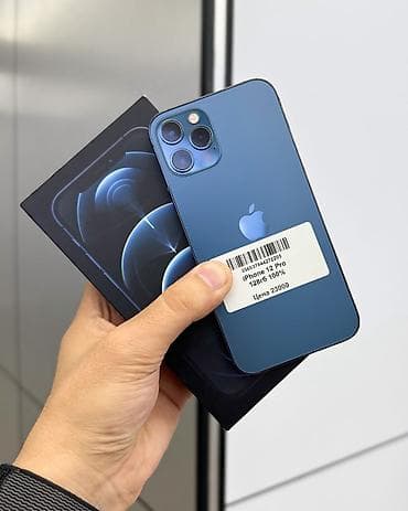 IPhone 12 Pro, Б/у, 128 ГБ, Pacific Blue, Коробка, Защитное стекло, Кабель, В рассрочку, 100 %