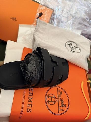 Сандалии Hermès Oran, цвет черный. Продаю черные шлепанцы Hermes — 2
