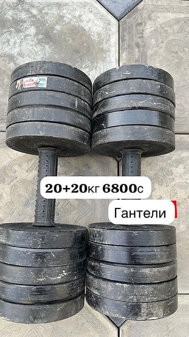 Спорт и хобби: Гантели разборные, пара. Черные блины, стальной гриф с рифлёным — 2