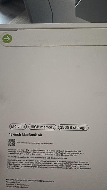 13-дюймовый Apple MacBook Air (модель 2025 года) на чипе Apple M4