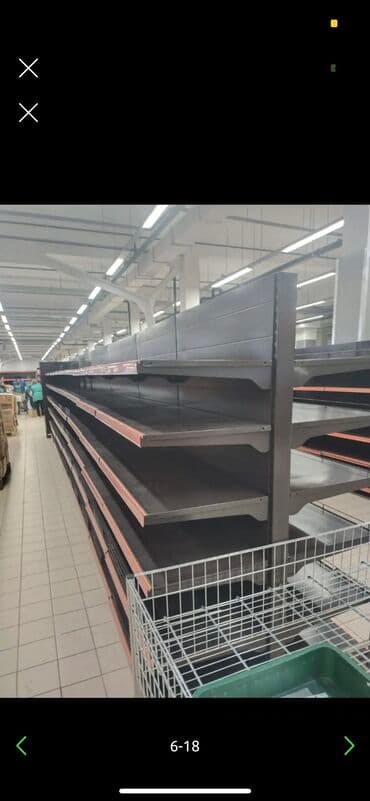 оборудование для магазина бу: Витрины, стеллажи, полки торговые металлические б/у, полка магазинная — 23