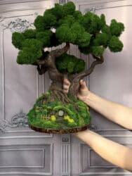 офисные растения: Декоративное дерево бонсай, выполненное из стабилизированного мха — 38