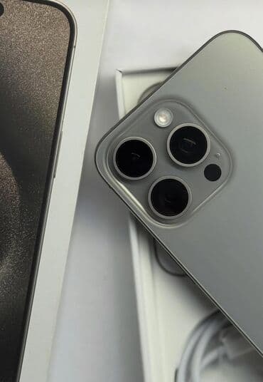 компь: IPhone 15 Pro Max, Колдонулган, 256 ГБ, Natural Titanium, Заряддоочу түзүлүш, Куту, 90 % — 5