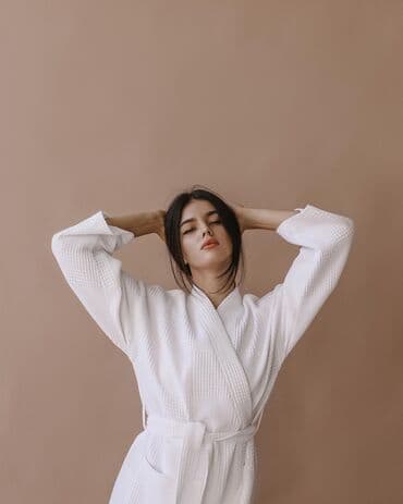 домашние халаты больших размеров: Халат, Вафельное полотно, 6XL, XS, S — 13