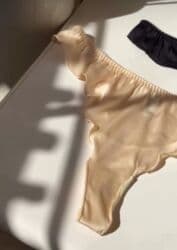 белая ночная сорочка: Комплект, Пеньюар, Стринги, Атлас, С кружевом — 6