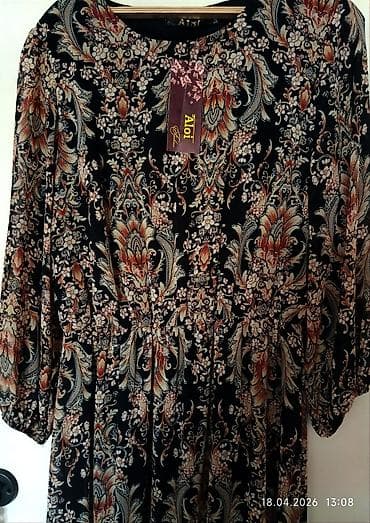 air pots: Повседневное платье, Лето, Длинная модель, Шифон, 2XL — 3