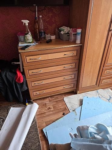 Мебельные гарнитуры: Спальный гарнитур, Б/у, Шкаф, Комод, Двуспальная кровать, ДСП, Самовывоз, цвет - Коричневый — 2