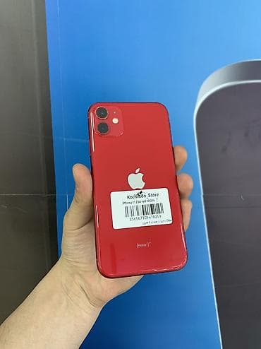 IPhone 11, Б/у, 128 ГБ, Красный, Защитное стекло, Чехол, 100 %