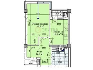 flat kant: 1 комната, 49 м², Элитка, 11 этаж, Готовая ПСО (под самоотделку) — 1