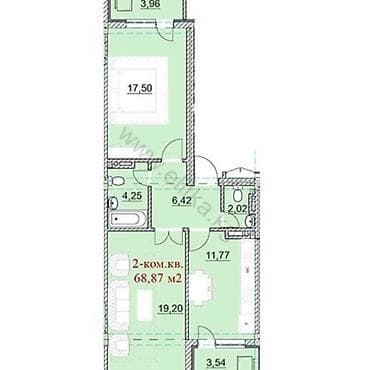1000: 2 комнаты, 63 м², Элитка, 7 этаж, Готовая ПСО (под самоотделку) — 4