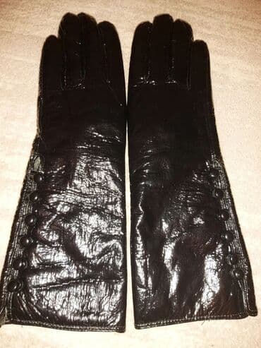 Атайын кийим: Женские перчатки натуральный лак, натуральный мех кролик, размер 7 — 3
