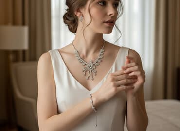 свадебные наборы ручной: Нарядный комплект бижутерии со стразами, в серебристом тоне. Все — 1