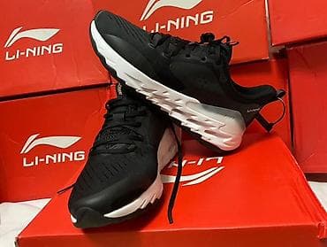 кроссовки линиг: 43 размер Кроссовки Li-Ning, черно-белые - Спортивная модель с ярким — 1