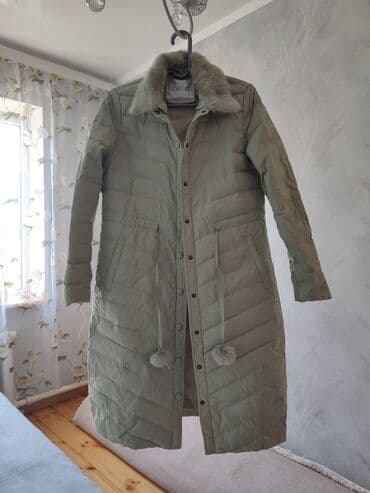 купить женский пуховик большого размера: Пуховик, По колено, Китай, Стеганый, С поясом, С мехом, M — 1