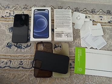 iphone 3: IPhone 12, Б/у, 128 ГБ, Черный, Защитное стекло, Чехол, Коробка, 74 % — 1