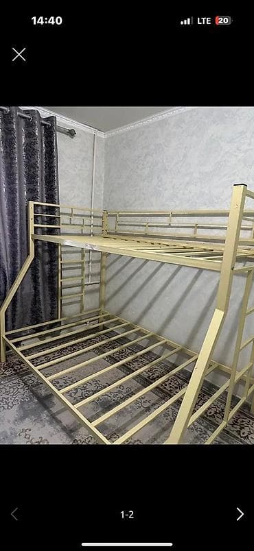 2 х ярусная кровать бу: Двухъярусная детская кровать, Б/у, Железо, цвет - Бежевый — 6