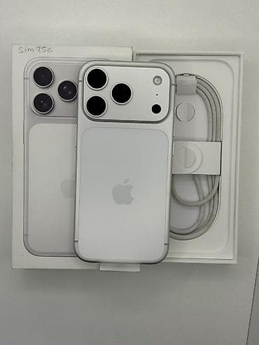 IPhone 17 Pro, Б/у, 256 ГБ, Серебристый, Кабель, Коробка, 100 %