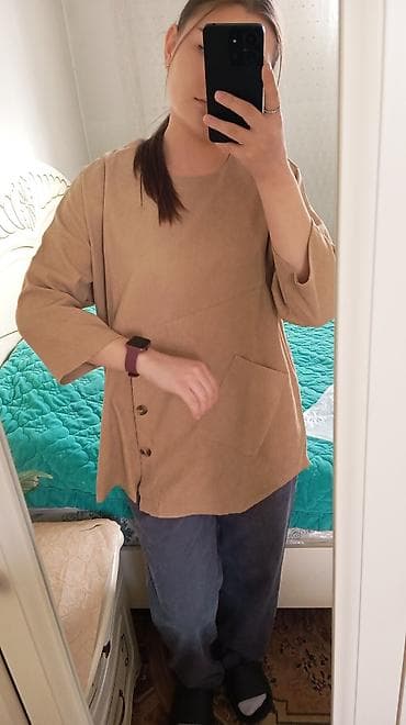 Одежда для дома и сна: Блузка, Однотонный, Удлиненная модель — 2