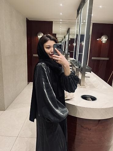 базовые: Серая абайка - Свободный силуэт в пол - Объемные рукава с эластичными — 1