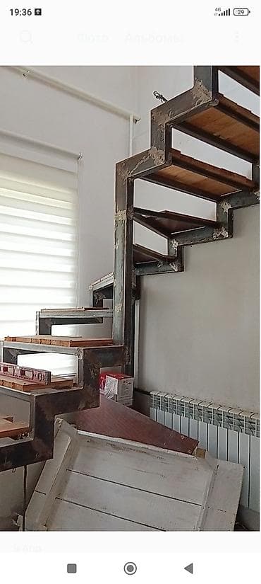 швейный отходы: Металлическая лестница Наружные, Форма лестницы: Прямая — 4