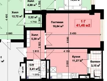 1 комната, 42 м², Элитка, 14 этаж, Готовая ПСО (под самоотделку)