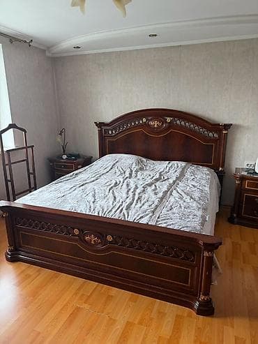Спальный гарнитур, Двуспальная кровать, Дерево, цвет - Коричневый