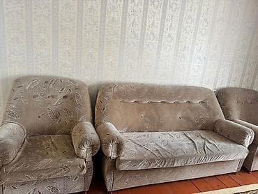 кресло с откидной спинкой и подставкой для ног: Комплект мягкой мебели, цвет - Бежевый — 2