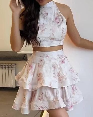 Костюм с юбкой, Модель юбки: Плиссе, Мини, Топ, XS, S, M