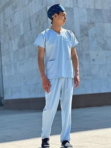 Медтовары: Медицинский костюм (scrubs) унисекс - Комплект: топ с V-образным — 7