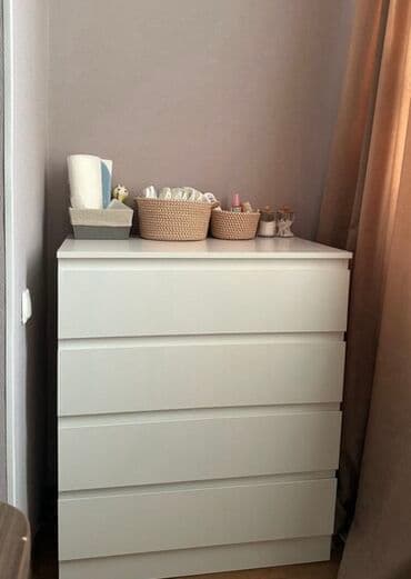 купить шифоньер недорого: Комод для одежды, Новый, Без зеркала, ЛДСП, цвет - Белый, Бесплатная доставка — 1