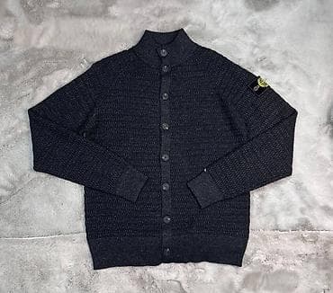 Айымдардын кийими: Мужской вязаный кардиган Stone Island на пуговицах. - Фактурная вязка — 5