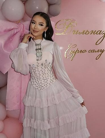 свадебные платья напрокат: Свадебное платье, M, С фатой, Шифон, А-силуэт, Турция, Пайетки, Новый — 4