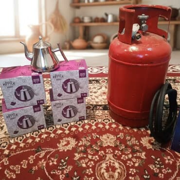 посуда набор: Набор для кухни: 1) Газовый баллон с редуктором и шлангом - — 1