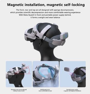 матар: Ремешок для Meta Quest 3 (мета куест 3) Elite с аккумулятором 5000 мА — 7