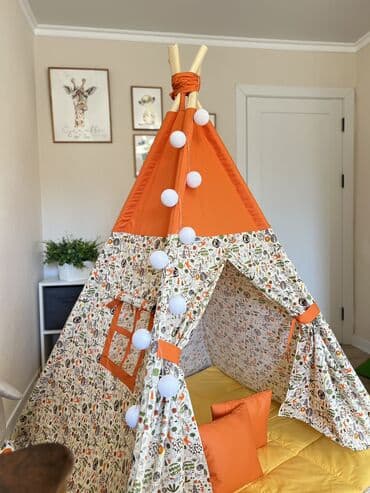 детский мир бишкек фото: 🧡 Оранжевый вигвам с рисунками леса — яркий, уютный и очень прочный! — 2