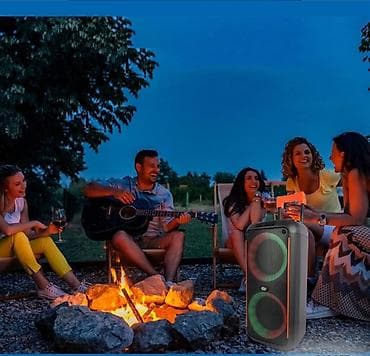 Наушники: Портативная Bluetooth караоке колонка ZQS8263 с микрофоном и пультом — 2