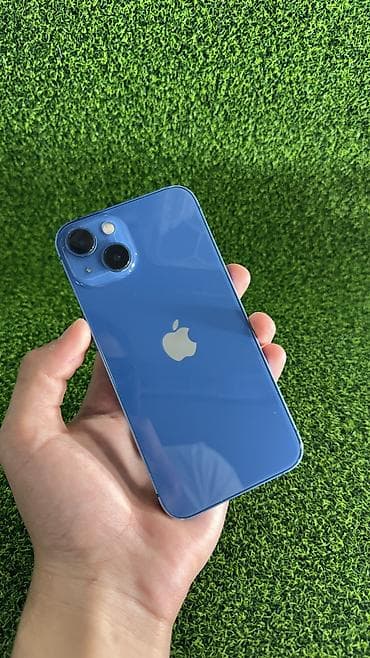 IPhone 13, Б/у, 128 ГБ, Синий, Защитное стекло, Чехол, 85 %