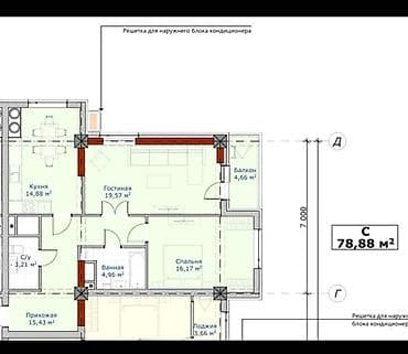 red centr: 2 комнаты, 79 м², Элитка, 9 этаж, Готовая ПСО (под самоотделку) — 3