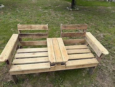 small table: Скамейка Дерево, Со спинкой, Без крыши — 1