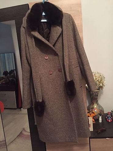 фасоны дубленок: Пальто, Классика, Осень-весна, По колено, Двубортная модель, L — 5