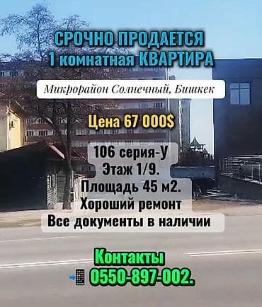 Продажа квартир: 1 комната, 45 м², 106 серия улучшенная, 1 этаж, Косметический ремонт — 1