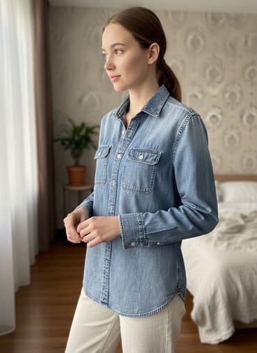 дождевик ипсум: Джинсовая куртка, Свободная модель, Осень-весна, M — 1