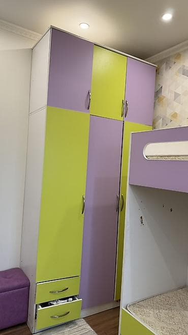 купить баночки: Детский комплект мебели: двухъярусная кровать + письменный стол + шкаф — 3