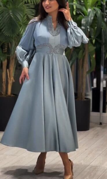 длинные платья в пол зеленого цвета: Вечернее платье, Длинная модель, С рукавами, M — 8